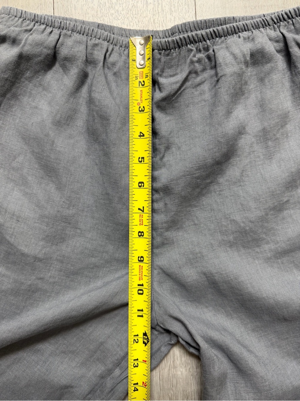 VIVID Linen Straight Long Pants Elastic Waist Cool Grey Wide Leg Trousers size S - Picture 12 of 12